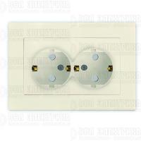 Розетка 2-м СП Афина 16А IP20 с заземл. защ. шторки в сборе сл. кость (ivory) Universal A0050-I