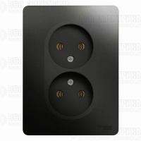 Розетка 2-м СП Glossa 16А IP20 без заземл. в сборе антрацит SE GSL000720