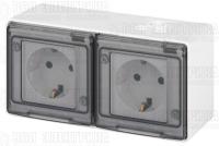 Розетка Эксперт 11-2503-01 2х2P+E гориз. IP55 16А-250В ОУ бел. Эра Б0063264