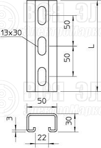 Рейка профильная 50х30 L500 CPS 5 L 500 FT OBO 1121405