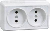 Розетка 2-м ОП Октава 10А IP20 без заземл. бел. IEK ERO20-K01-10-DC