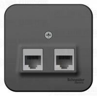 Розетка компьютерная 2-м ОП Blanca RJ45 кат.5E с изолир. пластиной антрацит SE BLNIA045456