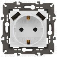 Розетка Elegance 14-4109-01М 16A 250В 2P+E защ. штор. с 2xUSB 3А 5В матов. бел. Эра Б0065773