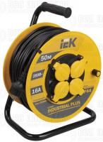 Удлинитель на катушке 4х50м с заземл. 16А IP44 Industrial plus УК50 3х1.5 термозащита IEK WKP15-16-04-50-44