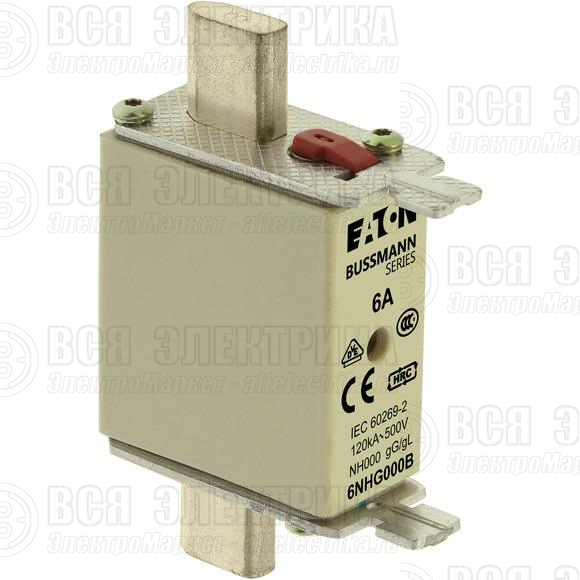 Предохранитель NH 6А 500В GG 000 EATON 6NHG000B