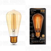 Лампа светодиодная филаментная Black Filament 8Вт ST64 золотая 2400К тепл. бел. E27 740лм GAUSS 157802008