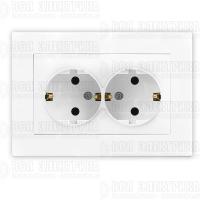 Розетка 2-м СП Афина 16А IP20 с заземл. в сборе бел. Universal A0128