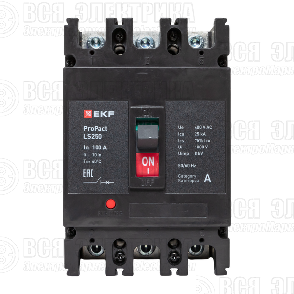 Выключатель автоматический 3п 100А 25кА LS250 ProPact EKF mccb-250-25-3-100-ls