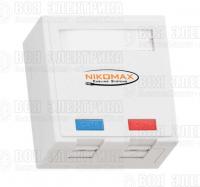 Розетка 2 порта кат.6 (класс E) 250МГц RJ45/8P8C FT-TOOL/110/KRONE T568A/B неэкран. со шторками бел. NIKOMAX NMC-WO2UE2-FT-ST-WT
