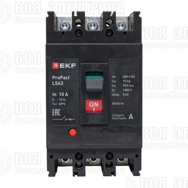 Выключатель автоматический 3п 10А 15кА LS63 ProPact EKF mccb-63-15-3-10-ls
