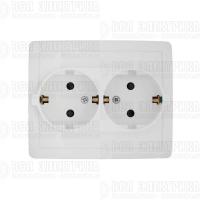 Розетка 2-м СП Simon15 16А IP20 250В с заземл. Schuko защ. шторки винт. клеммы бел. Simon 1590451-030