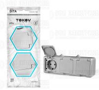 Розетка 3-м ОП Dita 16А IP54 250В с заземл. с сер. крышкой сер. TOKOV ELECTRIC TKL-DT-R3Z-C06-IP54