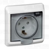 Розетка 1-м СП Этюд 16А IP44 250В с заземл. защ. шторки бел. SE PC16-044B