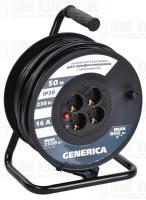 Удлинитель на катушке 4х50м 16А IP20 УК50 2P+PE 3х1.5 термозащита GENERICA WKP20-16-04-50-G