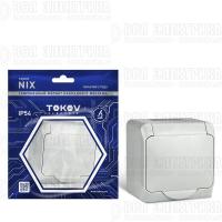 Розетка 1-м ОП Nix 16А IP54 250В с заземл. с крышкой сер. TOKOV ELECTRIC TKE-NX-R1Z-C06-IP54