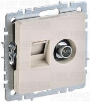 Розетка компьютерная + телевизионная 2-м Brite РТВ/РК12-БрКр RJ45 кат.5E + TV механизм беж. IEK BR-AK20-1-K10