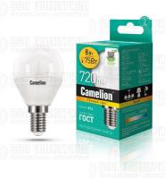 Лампа светодиодная LED8-G45/830/E14 8Вт шар 3000К тепл. бел. E14 720лм 170-265В Camelion 12391