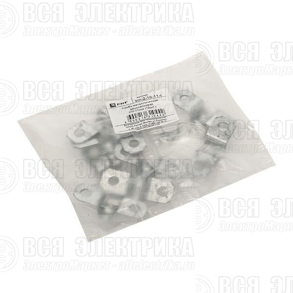 Скоба крепежная двухлапковая d10-11мм метал. (уп.10шт) PROxima EKF sm-2-10-11-r