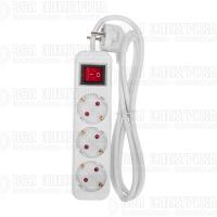 Удлинитель 3х1.5м с заземл. STANDARD 3х1кв.мм с выкл. бел. Rexant 13-4012