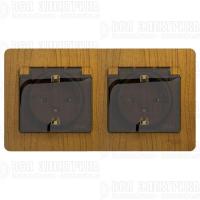 Розетка 2-м СП 2мод. Glossa 16А IP44 с заземл. защ. шторки в сборе дерево дуб SE GSL000547