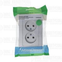 Розетка 2-м СП AtlasDesign 16А IP20 без заземл. в сборе алюм. SE ATN000320