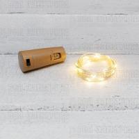 Гирлянда светодиодная "Роса" 2м 20LED тепл. бел. 0.1Вт IP20 с пробкой элементы питания 3хLR44 (в компл.) Neon-Night 302-026