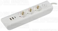 Удлинитель 3х2м с заземл. 16А 250В MODERN У03В с выкл. USBх3 (type-Aх2шт + type-Cх1шт) ПВС 3х1 бел. IEK WYP12-16-03-02-ZKU-K01