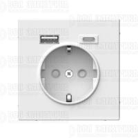 Розетка ArtGallery 16А с 2-мя заряд. устройствами USB A+C 5В/2.4А/3А 2х5В/1.5А механизм бел. SE GAL000132