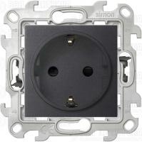Розетка 1-м СП Simon 24 16А IP20 2P+E Push&Go защ. шторки механизм графит Simon 2420432-038