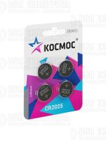 Элемент питания литиевый CR2025 4хBL (блист.4шт) КОСМОС KOC2025BL4