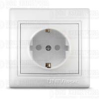Розетка 1-м СП Севиль 16А IP32 с заземл. защ. шторки бел. UNIVersal С0049