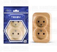 Розетка 2-м ОП Frea 16А IP20 250В без заземл. АБС-пластик сосна TOKOV ELECTRIC TKE-FR-R2-C25