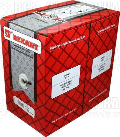 Кабель витая пара SF/UTP кат.5E 4х2х24AWG медь МЖ сер. (305м) Rexant 01-0343