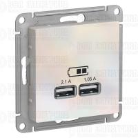 Розетка USB AtlasDesign тип A+A 5В 1х2.1А 2х1.05А механизм жемчуж. SE ATN000433