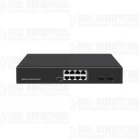 Коммутатор неуправляемый 8PoE 802.3af/at порта 1000Мбит/с 7-8 порт до 250м cat6 2 SFP порта 1000Мбит/с 120Вт GIGALINK GL-SW-G005-08P