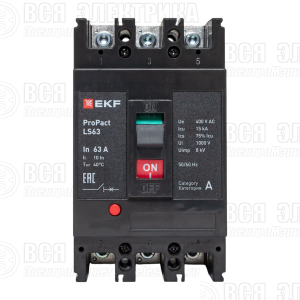 Выключатель автоматический 3п 63А 15кА LS63 ProPact EKF mccb-63-15-3-63-ls