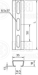 Профиль перфорированный 35х18 L500 1.5мм 2068 L 500 FT гор. оцинк. OBO 1119687