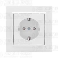 Розетка 1-м СП Минск 16А IP20 с заземл. защ. шторки бел. Basic EKF ERR16-028-100