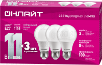Лампа светодиодная 90 603 OLL-A60-11-230-4K-E27-PACK3 ОНЛАЙТ 90603