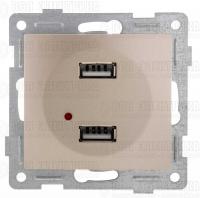 Механизм розетки USB 2-местн. СП Bravo шампань GUSI С10USB2-027
