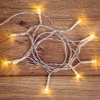 Гирлянда светодиодная универсальная 1.2м 10LED тепл. бел. 0.1Вт IP20 провод ПВХ прозр. элементы питания 2хAA (не в компл.) Neon-Night 303-073