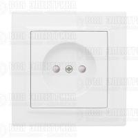 Розетка 1-м СП Минск 10А IP20 без заземл. защ. шторки бел. Basic EKF ERR10-022-100