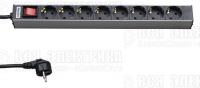 Блок розеток 8-м 16А SHT19-8SH-S-2.5EU горизонт. с выкл. шнур 2.5м Hyperline 26450