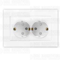 Розетка 2-м СП Афина 16А IP20 с заземл. защ. шторки в сборе бел. Universal A0050