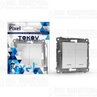 Выключатель 2-кл. СП Pixel 10А IP20 с индикатором механизм бел. TOKOV ELECTRIC TKE-PX-V2I-C01