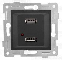 Розетка USB 2-м СП Ugra механизм графит GUSI С11USB2-010