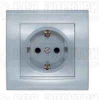 Розетка 1-м СП Бриллиант 16А IP20 с заземл. защ. шторки серебр. UNIVersal 7949889