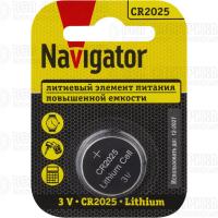 Элемент питания литиевый CR2025 93 822 NBT-CR2025-BP1 (блист.1шт) NAVIGATOR 93822