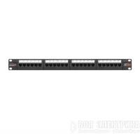 Патч-панель 19дюйм 1U 24 порта кат.5e (класс D) 100МГц RJ45/8P8C 110/KRONE T568A/B неэкран. с органайзером черн. NIKOMAX NMC-RP24UD2-1U-BK