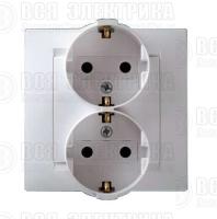 Розетка 2-м СП Simon15 16А IP20 250В с заземл. винт. клеммы бел. Simon 1590459-030
